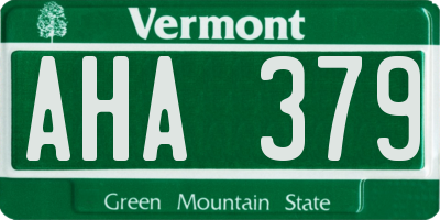 VT license plate AHA379