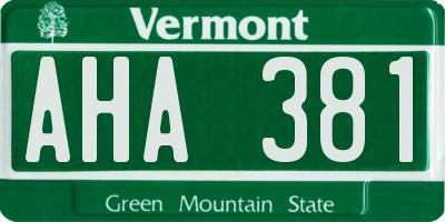 VT license plate AHA381