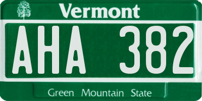 VT license plate AHA382