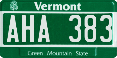 VT license plate AHA383