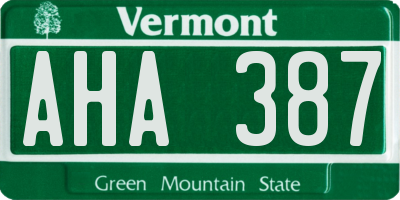 VT license plate AHA387