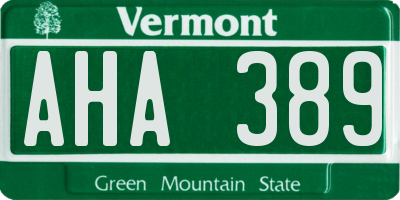 VT license plate AHA389