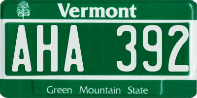 VT license plate AHA392