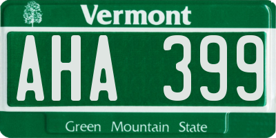 VT license plate AHA399