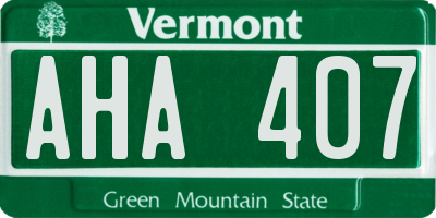 VT license plate AHA407