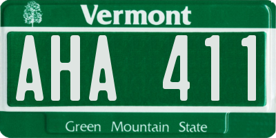 VT license plate AHA411