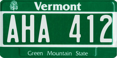 VT license plate AHA412