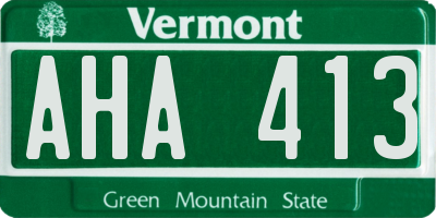 VT license plate AHA413
