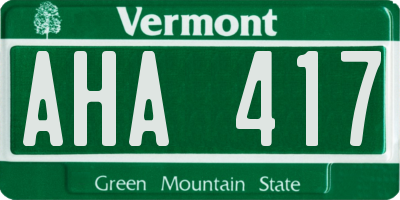VT license plate AHA417
