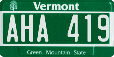 VT license plate AHA419