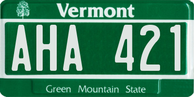VT license plate AHA421