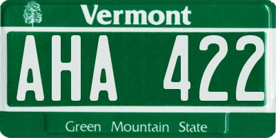 VT license plate AHA422