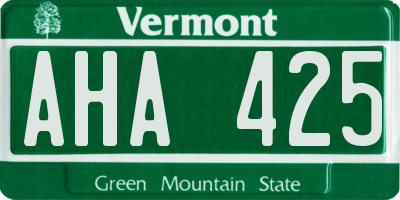 VT license plate AHA425