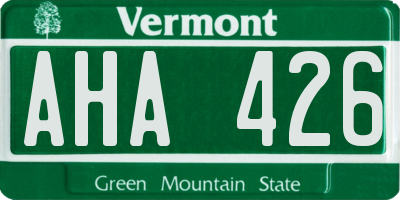 VT license plate AHA426