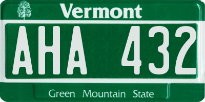 VT license plate AHA432
