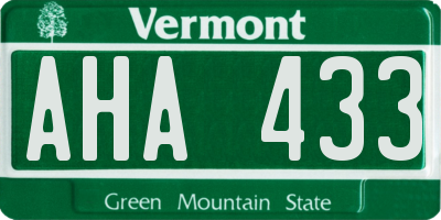 VT license plate AHA433