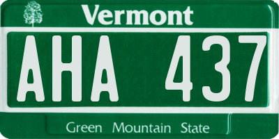 VT license plate AHA437