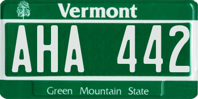 VT license plate AHA442