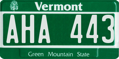 VT license plate AHA443