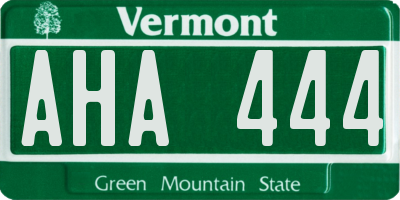 VT license plate AHA444