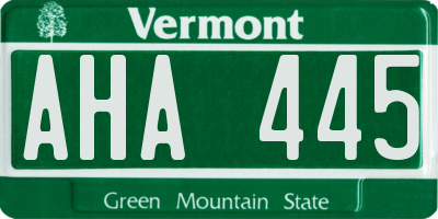 VT license plate AHA445