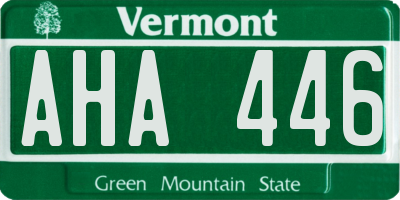 VT license plate AHA446
