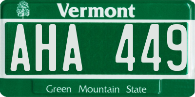 VT license plate AHA449