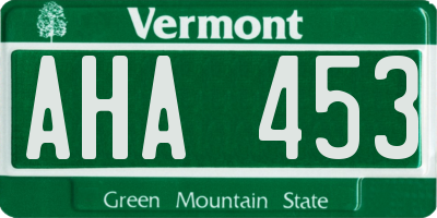 VT license plate AHA453
