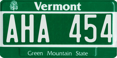 VT license plate AHA454