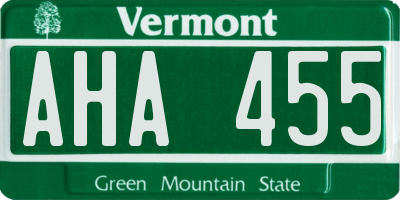 VT license plate AHA455