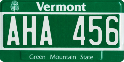 VT license plate AHA456