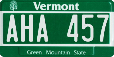 VT license plate AHA457