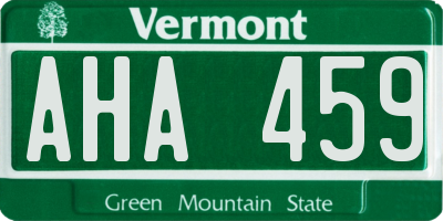 VT license plate AHA459