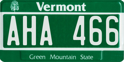 VT license plate AHA466