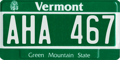 VT license plate AHA467