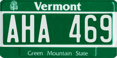VT license plate AHA469