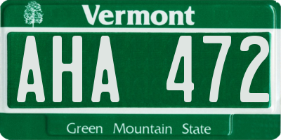 VT license plate AHA472