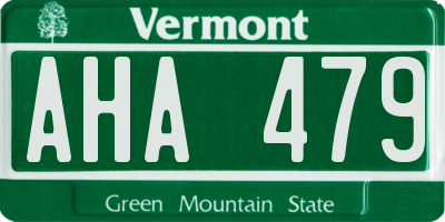 VT license plate AHA479