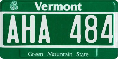 VT license plate AHA484