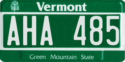 VT license plate AHA485