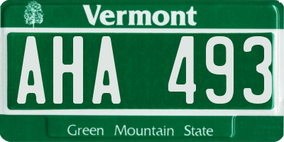 VT license plate AHA493