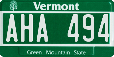 VT license plate AHA494