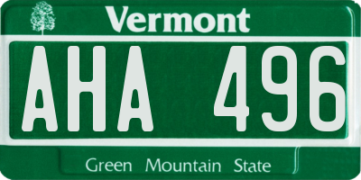VT license plate AHA496