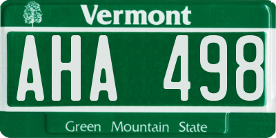 VT license plate AHA498