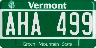 VT license plate AHA499
