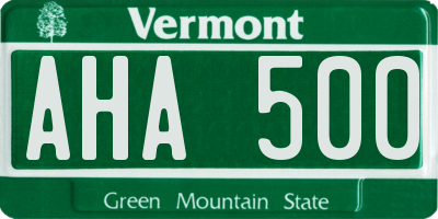 VT license plate AHA500