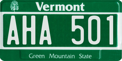 VT license plate AHA501