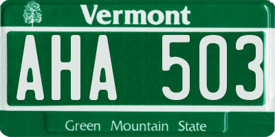 VT license plate AHA503