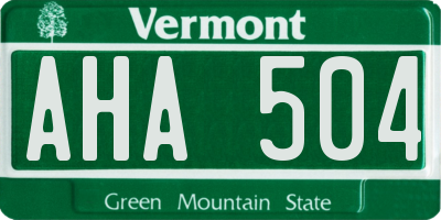 VT license plate AHA504