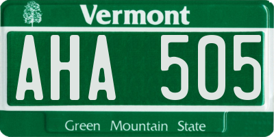 VT license plate AHA505